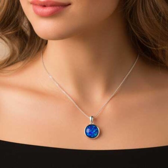 2/$40 Blue Round Crystal Necklace - Picture 2 of 11